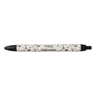 Fun Halloween Witch Motif Pattern Black Ink Pen
