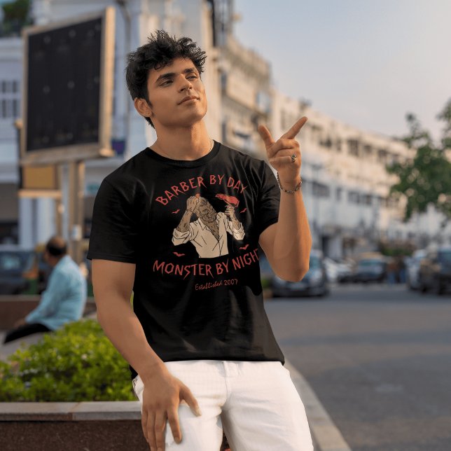 Fun Halloween with Barber by Day, Monster by Night T-Shirt (Creator Uploaded)