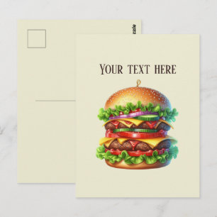 Fun Hamburger add message business name  Postcard