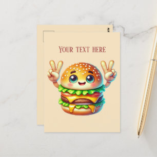 Fun hamburger add text food lovers postcard