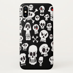 Fun Hand Drawn Cartoon Skulls iPhone X Case