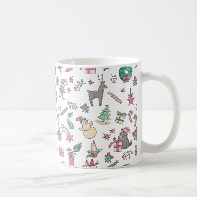 Fun Hand Drawn Christmas Holiday Coffee Mug (Right)