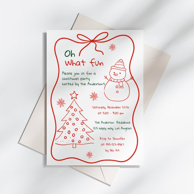Fun Hand-Drawn Christmas Party Invitation -snowman (Creator Uploaded)