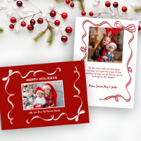 Fun Hand Drawn Christmas Ribbon Photo on Red BG