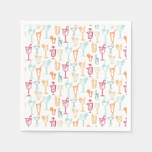 Fun Hand Drawn Cocktail Pattern Wedding Party Napkin