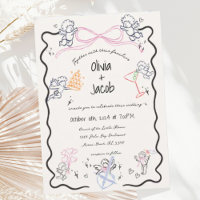 Fun Hand Drawn Cupid Bow Scribble Wavy Wedding