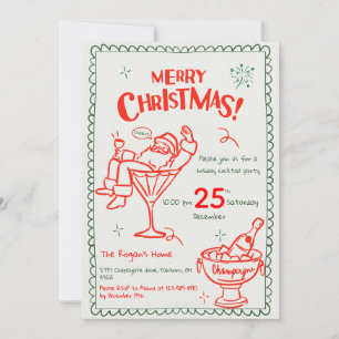 Fun Hand Drawn Doodle Merry Christmas Cocktail Invitation