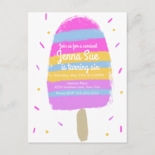 Fun Hand Drawn Ice Cream Party Painterly  Birthday Postcard