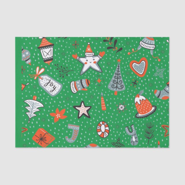 FUN HAND DRAWN KIDS CHRISTMAS DESIGN TISSUE PAPER  (Front)
