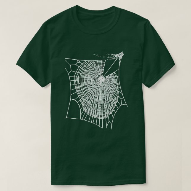 Fun Hand Drawn Spooky Halloween Spiders Web White T-Shirt (Design Front)