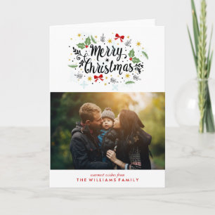 Fun Hand Lettered Merry Christmas Photo Holiday Card