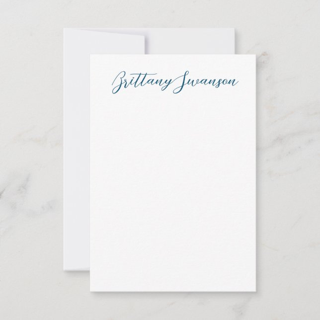 Fun Hand-written style Name in Blue and White Card (Front)