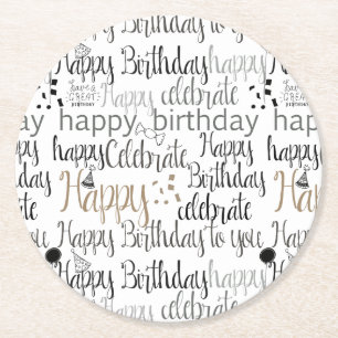 Fun Happy Balloons Birthday Round Paper Coaster