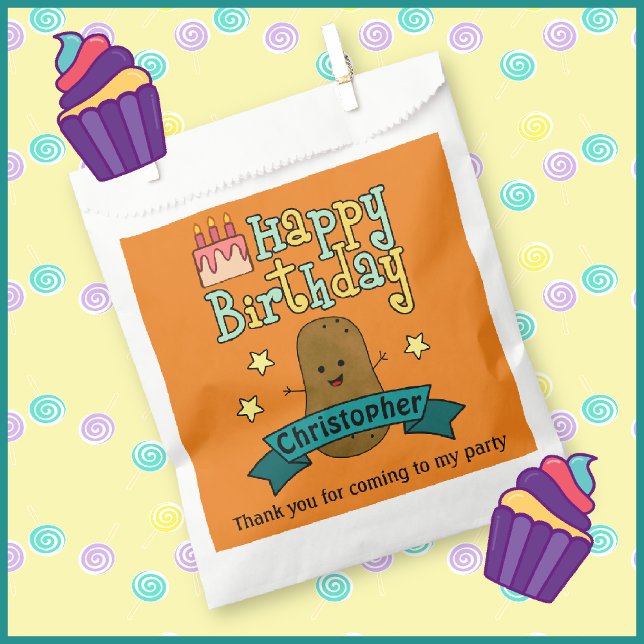 Fun Happy Birthday Potato Personalised Favour Bags (Creator Uploaded)