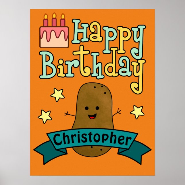 Fun Happy Birthday Potato Personalised Poster (Front)