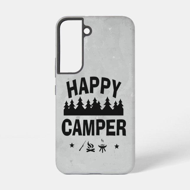 Fun Happy Camper Camping Quote Saying Samsung Galaxy S22 Case (Back)