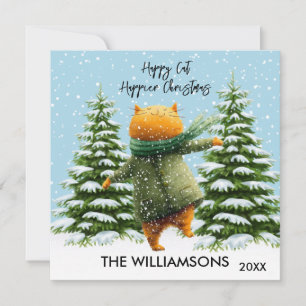 Fun Happy Cat Happier Christmas Card