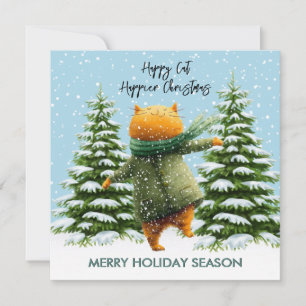Fun Happy Cat Happier Christmas Card