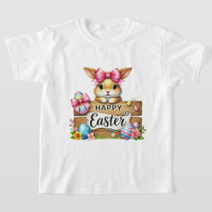 Fun Happy Easter bunny girls  T-Shirt