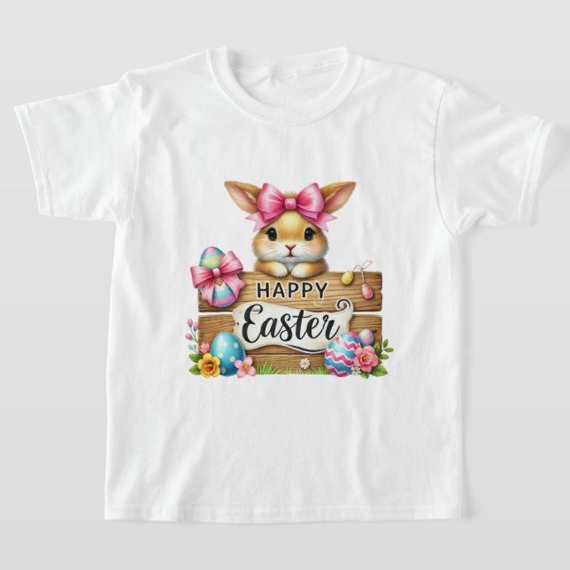 Fun Happy Easter bunny girls  T-Shirt (Laydown)
