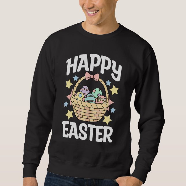Fun Happy Easter Egg Basket Spring Men Women Boys  Sweatshirt (Front)