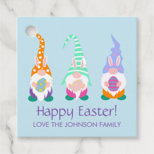 Fun Happy Easter Gnomes Spring Colours Personalise Favour Tags