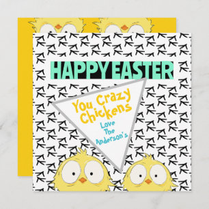 Fun “Happy Easter You Crazy Chickens”   Easter Holiday Card