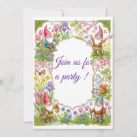 Fun Happy Elf Birthday Garden Party Invite