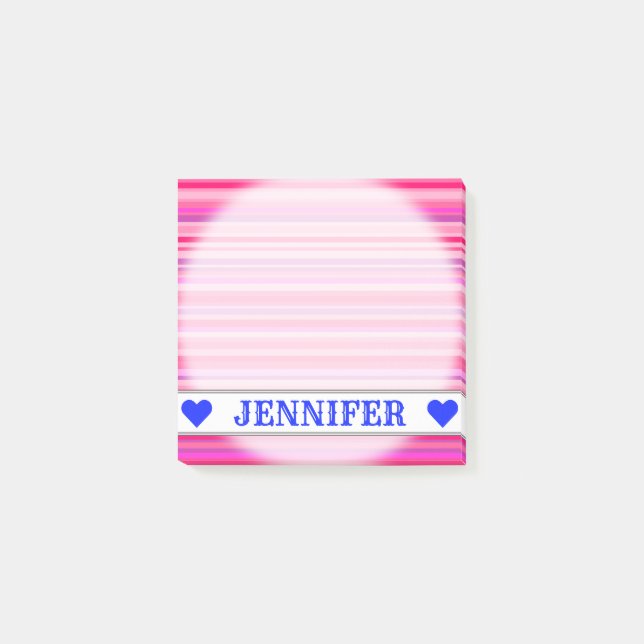 Fun, Happy, Girly Pink and Purple Stripes Pattern Post-it Notes (Front)