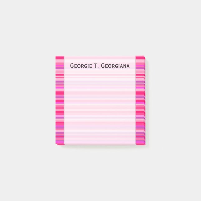 Fun, Happy, Girly Pink and Purple Stripes Pattern Post-it Notes (Front)