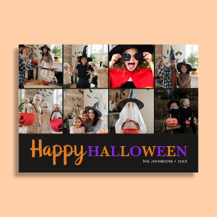 Fun Happy Halloween 12 Photo Modern Card