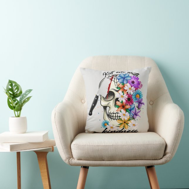 Fun Happy Halloween Floral Sugar Skull Trick Treat Cushion (Chair)