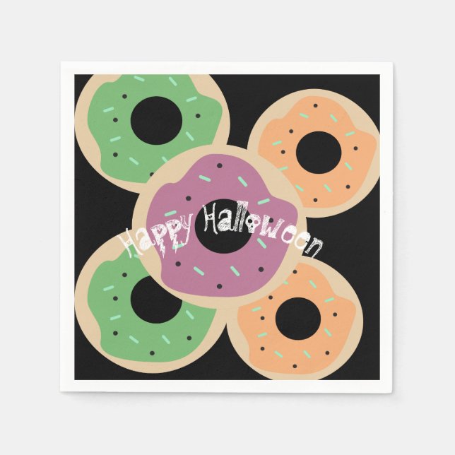 Fun Happy Halloween Frosted Sprinkle Doughnuts Napkin (Front)