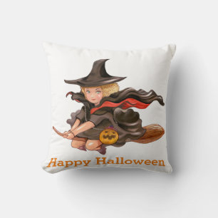 Fun Happy Halloween Pumpkin Throw Pillow
