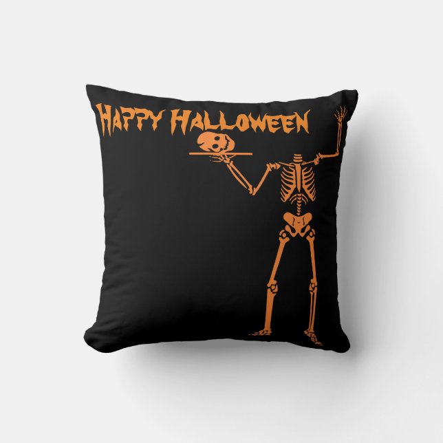 Fun Happy Halloween Skeleton Cushion (Front)