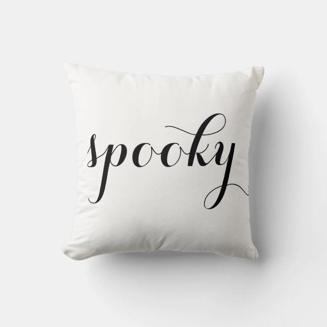 Fun Happy Halloween Spooky Black & White Stripe Cushion (Front)