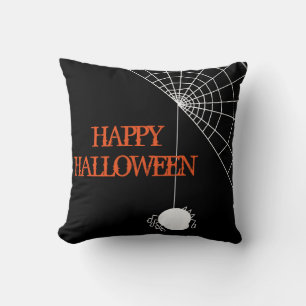 Fun Happy Halloween Trick or Treat Spider with Web Cushion
