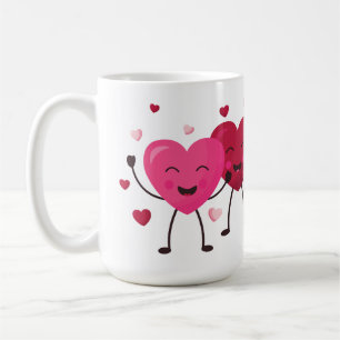 Fun Happy Hearts Pink And Red Coffee Mug