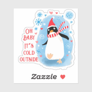 Fun happy holiday penguin in the snow