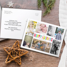 Fun Happy Holidays 7 Photo Collage Postcard