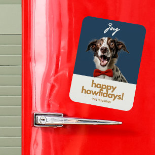 Fun Happy Holidays Christmas Joy Dog Magnet