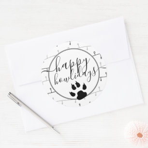 Fun Happy Howlidays Dog Themed Christmas Classic Round Sticker