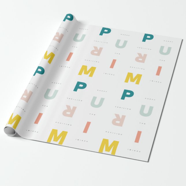 Fun Happy Purim Pastels Wrapping Paper (Unrolled)