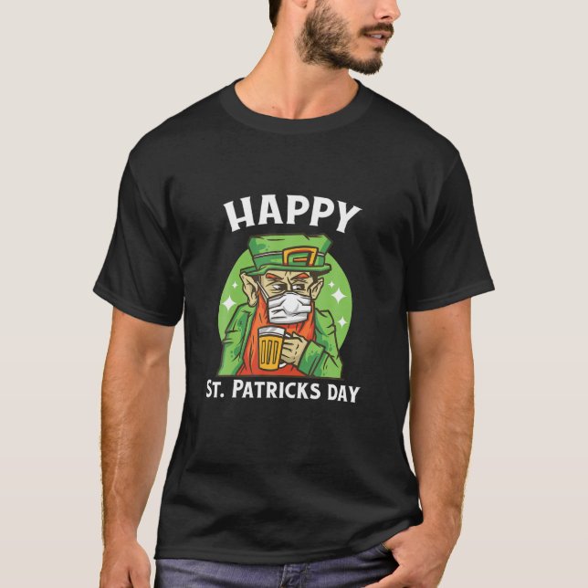 Fun Happy St Patrick's Day Beer Design T-Shirt (Front)