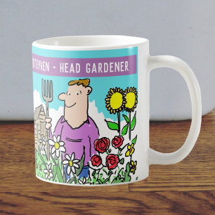 Fun Head Gardener Mug. Add your Name Choice. Coffee Mug