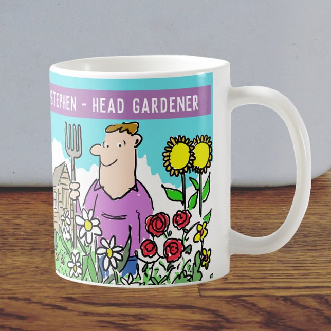 Fun Head Gardener Mug. Add your Name Choice. Coffee Mug (Creator Uploaded)