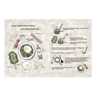 Fun Healthy Breakfast Pasta Recipe Illustration Photo Print