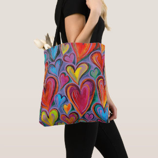 Fun Heart Pattern Purple Mix Tote Bag