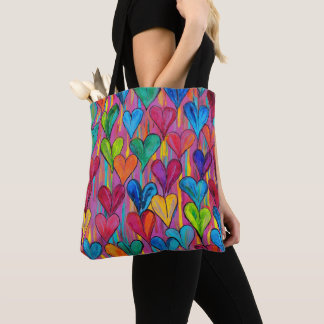 Fun Heart Pattern Purple Mix Tote Bag
