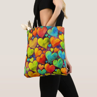Fun Heart Pattern Yellow Mix Tote Bag